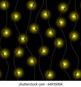 Holiday neon lights - vector seamless background