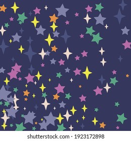 Holiday New Year Violet Pink Christmas Night Illustration. Purple Orange White Sky Print Wallpaper. Dark Cozy Winter Chaotic Green Ornament. Pastel Stars Mystery Yellow Magic Luxury Wallpaper.