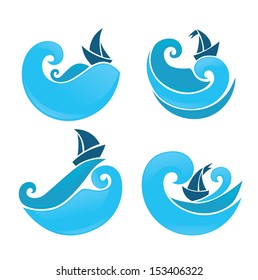 holiday on water, vector collection of travel labels and emblems