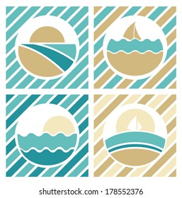 holiday on water, vector collection of travel  emblems