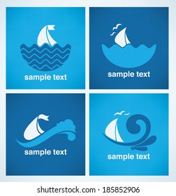 holiday on water, vector collection of travel icons and emblems