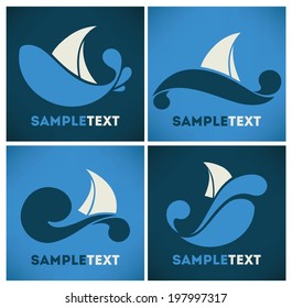 holiday on water, vector collection of travel icons and emblems