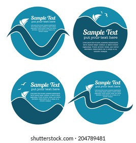 holiday on water, vector collection of travel icons and stickers