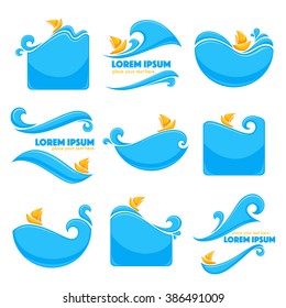 holiday on water, vector collection of travel labels and emblems