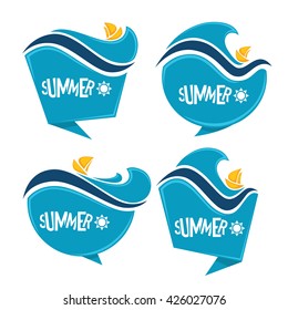 holiday on water, vector collection of travel labels and emblems
