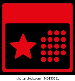 Holiday Organizer vector icon. Style is flat symbol, red color, rounded angles, black background.