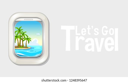 Holiday out of plane window illustration