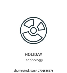 Holiday outline vector icon. Thin line black holiday icon, flat vector simple element illustration from editable technology concept isolated stroke on white background