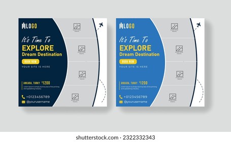 Holiday package design and web banner for for travel agency.