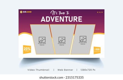 Holiday package video thumbnail design and web banner for for travel agency.