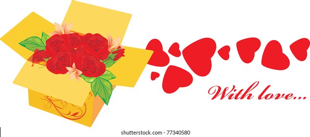 Holiday packing with roses. Vector