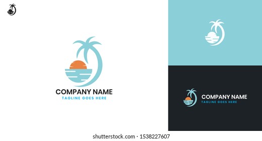 holiday, palm logo - All elements on this template are editable with vector software.