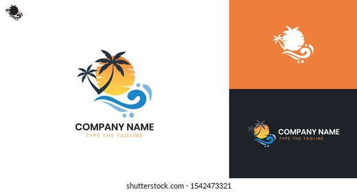 holiday, palm logo - All elements on this template are editable with vector software.