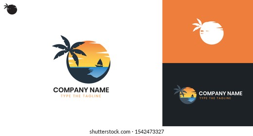 holiday, palm logo - All elements on this template are editable with vector software.