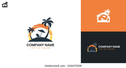 holiday, palm logo - All elements on this template are editable with vector software.