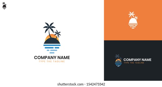 holiday, palm logo - All elements on this template are editable with vector software.