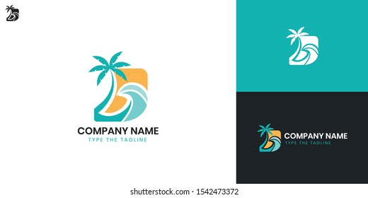 holiday, palm logo - All elements on this template are editable with vector software.