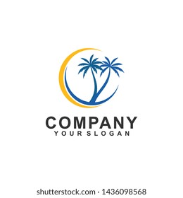 holiday, palm logo template design vector