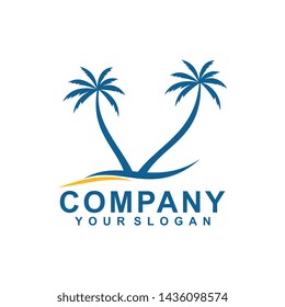 holiday, palm logo template design vector