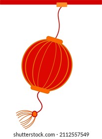 Holiday paper lamp isolated on a white background. Vector illustration. Traditional Chinese lanterns are suitable for Asian New Year designs, mid-autumn festivals, other holidays, vector elements asia