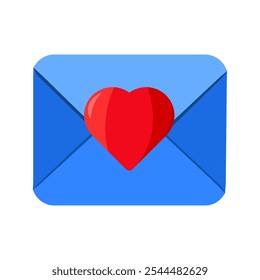 Holiday paper postal envelope with greeting card sealed with heart shaped sticker. Festive weekend letter for a loved one for cartoon vector illustration isolated on white background