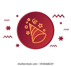 Holiday party firework with spark. Happy birthday vector design concept, outline style pictogram on white background, use for web and app. 
