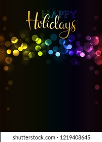 Holiday party invitation with colorful bokeh light. Possible to create holiday cards or banner.