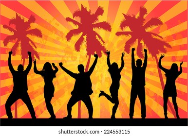 holiday party on the beach- vector 