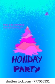 Holiday party poster template. Christmas elements for card. Vector illustration