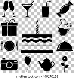 Holiday and party signs set. Vector illustration