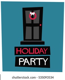 Holiday Party! You're Invited! (Flat Style Vector Illustration Holidays Quote Poster Card Design) 