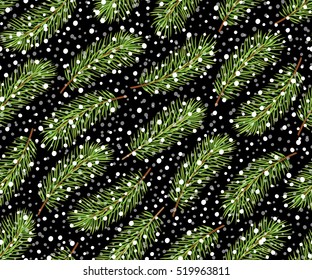 Holiday pattern. Christmas decoration. Christmas tree. Seamless background. Vector Illustration.