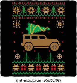 Holiday Pattern Christmas sweater design, vector illustrations, new year t-shirt.