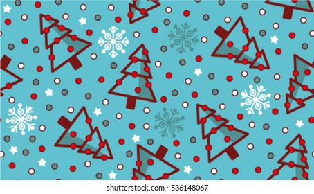 Holiday pattern with Christmas tree and snowflake