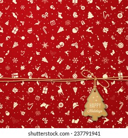 Holiday  Pattern  with Christmas tree tag