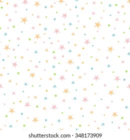 Holiday pattern colored stars on a white background.
