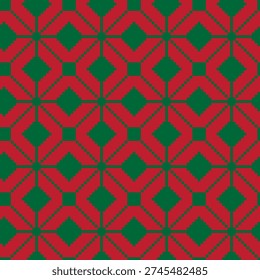 Holiday Pattern Design Christmas Theme Geometric Textile Print Red And Green Color Palette Festive Background For Fashion Homeware And Computer Graphics