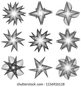 Holiday patterns of stars and flowers for gifts geometric pentagram
