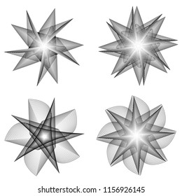 Holiday patterns of stars and flowers for gifts geometric pentagram