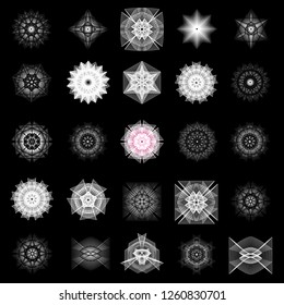 Holiday patterns of stars and flowers for gifts geometric pentagram