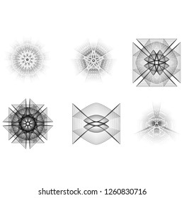 Holiday patterns of stars and flowers for gifts geometric pentagram