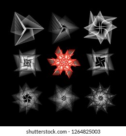 Holiday patterns of stars and flowers for gifts geometric pentagram