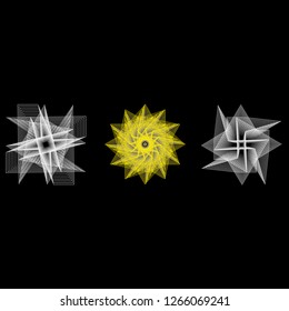 Holiday patterns of stars and flowers for gifts geometric pentagram