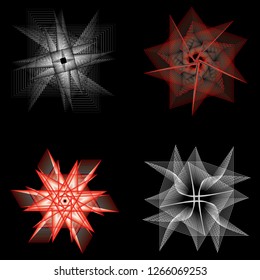 Holiday patterns of stars and flowers for gifts geometric pentagram