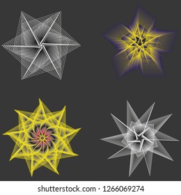 Holiday patterns of stars and flowers for gifts geometric pentagram