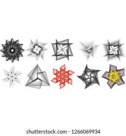 Holiday patterns of stars and flowers for gifts geometric pentagram