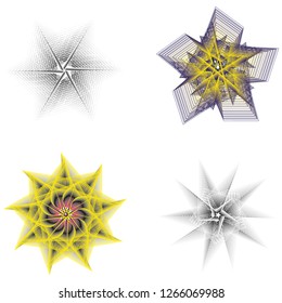 Holiday patterns of stars and flowers for gifts geometric pentagram