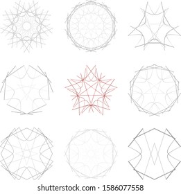 Holiday patterns of stars and flowers for gifts geometric pentagram 