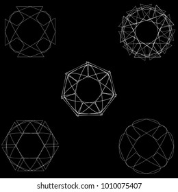 Holiday patterns of stars of snowflakes and flowers for gifts geometric pentagram