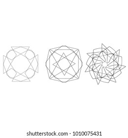 Holiday patterns of stars of snowflakes and flowers for gifts geometric pentagram